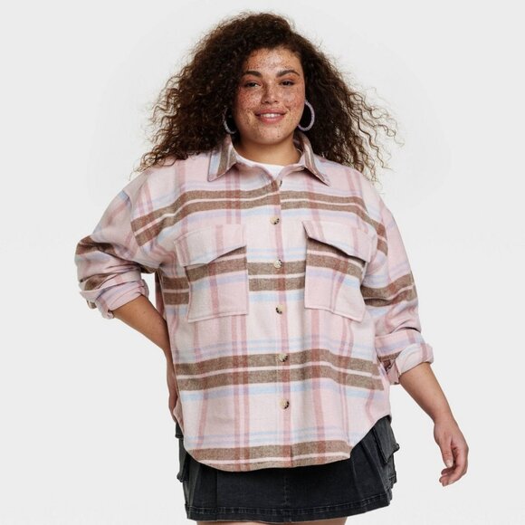 NEW! Barbie Graphic Shacket (Shirt & Jacket) - Pink Plaid - Women's Plus Size - Picture 11 of 11